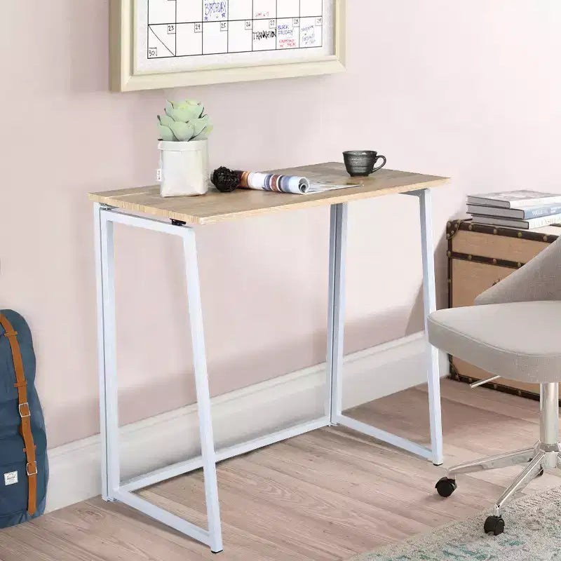 Bureau pliable FurnitureR, table d'ordinateur portable simple pliable de 80 cm, bureau d'étude compact et peu encombrant pour petit espace, chêne