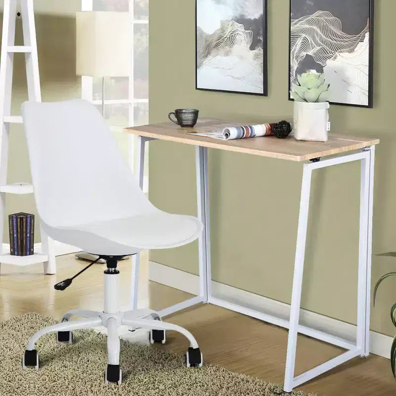 Bureau pliable FurnitureR, table d'ordinateur portable simple pliable de 80 cm, bureau d'étude compact et peu encombrant pour petit espace, chêne