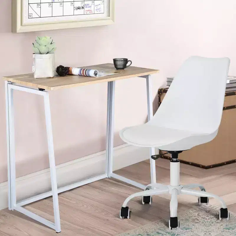 Bureau pliable FurnitureR, table d'ordinateur portable simple pliable de 80 cm, bureau d'étude compact et peu encombrant pour petit espace, chêne