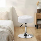 Tabouret de Maquillage Pivotant Réglable Capitonné en Faux Cuir, Grand Pouf Rond de Coiffeuse pour Chambre/Salon, Style Mid-Century, par Furniliving