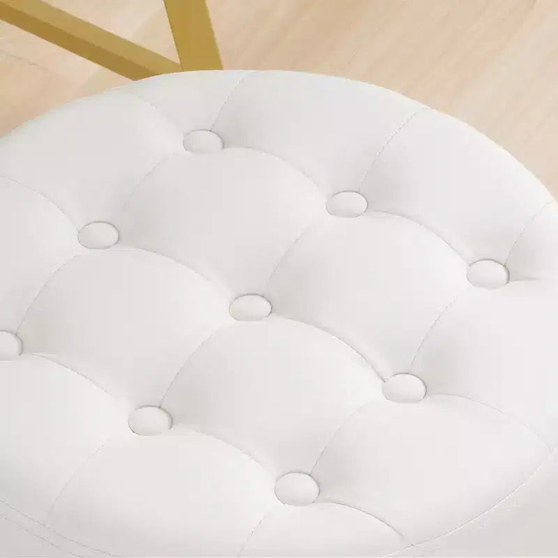 Tabouret de Maquillage Pivotant Réglable Capitonné en Faux Cuir, Grand Pouf Rond de Coiffeuse pour Chambre/Salon, Style Mid-Century, par Furniliving