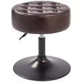 Furniliving Mid-Century Tufted Adjustable Swivel Makeup Ottoman Stool, Faux Leather, Big Size Round Vanity Stool Chair for Bedroom/Living Room