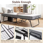 Lit pliant avec matelas, lit pliant portable avec matelas en mousse à mémoire de forme et cadre en métal, lit d'appoint roulant sur roulettes avec pochette de rangement latérale
