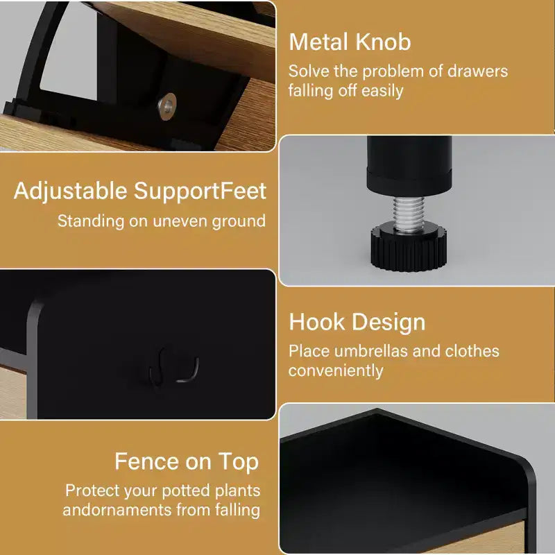 Meuble à chaussures avec 4 tiroirs basculants, meuble de rangement pour chaussures dissimulé et autonome avec rangement ouvert, meuble à chaussures fin pour couloir ou salon