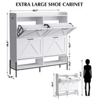 Meuble à chaussures avec 4 tiroirs basculants, meuble de rangement pour chaussures dissimulé et autonome avec rangement ouvert, meuble à chaussures fin pour couloir ou salon