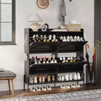 Meuble à chaussures avec 4 tiroirs basculants, meuble de rangement pour chaussures dissimulé et autonome avec rangement ouvert, meuble à chaussures fin pour couloir ou salon