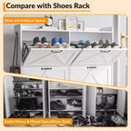 Meuble à chaussures avec 4 tiroirs basculants, meuble de rangement pour chaussures dissimulé et autonome avec rangement ouvert, meuble à chaussures fin pour couloir ou salon