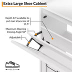 Meuble à chaussures avec 4 tiroirs basculants, meuble de rangement pour chaussures dissimulé et autonome avec rangement ouvert, meuble à chaussures fin pour couloir ou salon