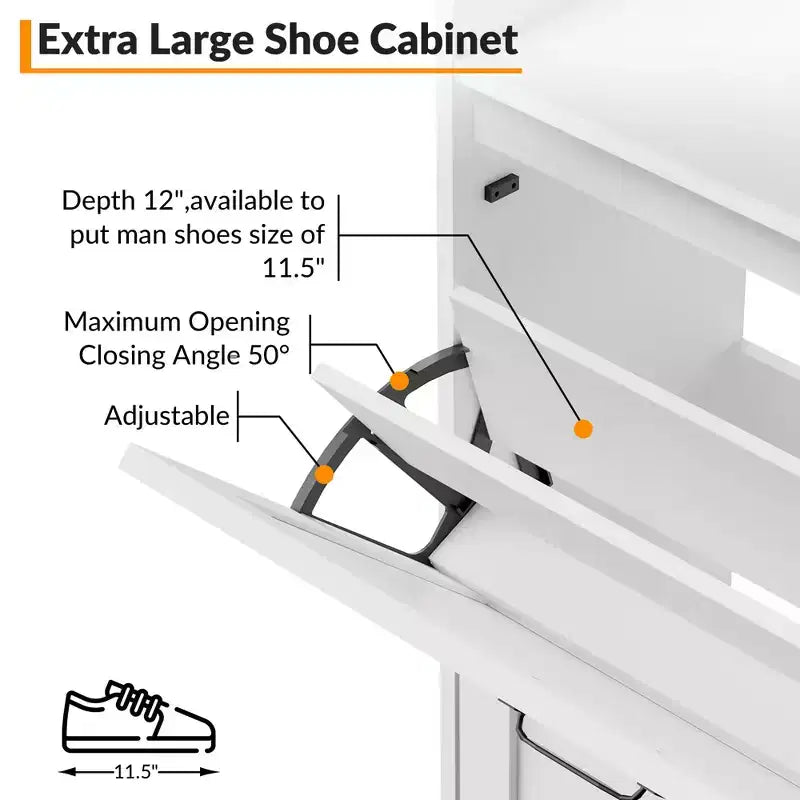 Meuble à chaussures avec 4 tiroirs basculants, meuble de rangement pour chaussures dissimulé et autonome avec rangement ouvert, meuble à chaussures fin pour couloir ou salon