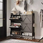 Meuble à chaussures avec 4 tiroirs basculants, meuble de rangement pour chaussures dissimulé et autonome avec rangement ouvert, meuble à chaussures fin pour couloir ou salon