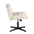 Fauteuil de bureau sans roulettes FurnitureR - Chaise pivotante réglable Criss Cross, dossier mi-hauteur en tissu pour chambre, coiffeuse, bureau, beige
