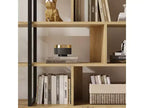 Étagère à livres à 5 niveaux en rotin avec armoire de rangement, bibliothèque de style industriel de 180,6 cm de haut avec étagères ouvertes et cadre en métal pour le salon