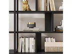 Étagère à livres à 5 niveaux en rotin avec armoire de rangement, bibliothèque de style industriel de 180,6 cm de haut avec étagères ouvertes et cadre en métal pour le salon