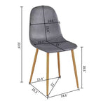 FurnitureR Lot de 4 chaises de salle à manger, sièges de salle à manger en velours, chaises de cuisine sans accoudoirs, chaise d'appoint à dossier mi-hauteur pour salon, chambre, bureau à domicile, gris