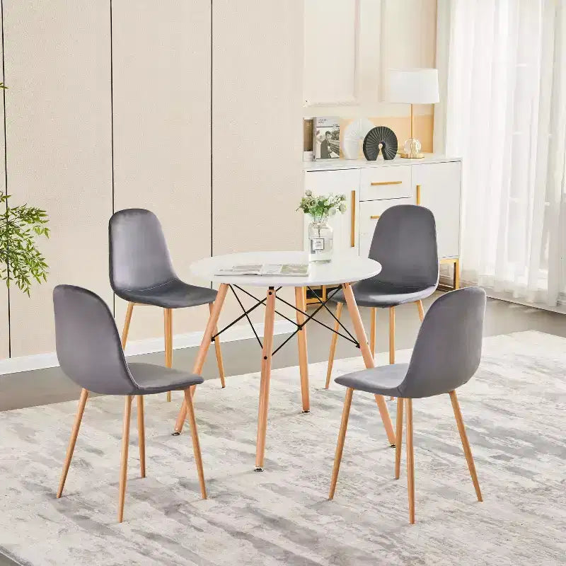 FurnitureR Lot de 4 chaises de salle à manger, sièges de salle à manger en velours, chaises de cuisine sans accoudoirs, chaise d'appoint à dossier mi-hauteur pour salon, chambre, bureau à domicile, gris