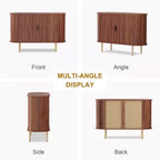 GustoWave 47 Buffet bas cannelé avec portes coulissantes, Meuble de rangement d'appoint moderne en bois avec étagères réglables