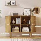 GustoWave 47 Buffet bas cannelé avec portes coulissantes, Meuble de rangement d'appoint moderne en bois avec étagères réglables