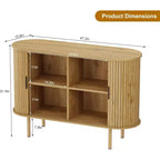 GustoWave 47 Buffet bas cannelé avec portes coulissantes, Meuble de rangement d'appoint moderne en bois avec étagères réglables