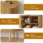 GustoWave 47 Buffet bas cannelé avec portes coulissantes, Meuble de rangement d'appoint moderne en bois avec étagères réglables