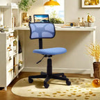 FurnituureR Chaise de bureau dossier bas, chaise de bureau en maille sans accoudoirs, pivotante ergonomique réglable à roulettes pour bureau à domicile, chambre à coucher, étude, bleu