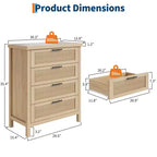 Commode à tiroirs cannelés COZONY, meuble de rangement 4 tiroirs en bois composite pour chambre, salon et couloir