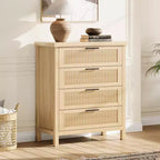 Commode à tiroirs cannelés COZONY, meuble de rangement 4 tiroirs en bois composite pour chambre, salon et couloir