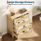 Commode à tiroirs cannelés COZONY, meuble de rangement 4 tiroirs en bois composite pour chambre, salon et couloir