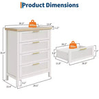 Commode à tiroirs cannelés COZONY, meuble de rangement 4 tiroirs en bois composite pour chambre, salon et couloir
