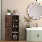 Costway Meuble de Salle de Bain avec Portes et Étagères Réglables Organisateur de Rangement pour Salon Blanc/Noir/Marron