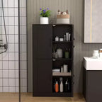 Costway Meuble de Salle de Bain avec Portes et Étagères Réglables Organisateur de Rangement pour Salon Blanc/Noir/Marron