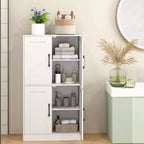 Costway Meuble de Salle de Bain avec Portes et Étagères Réglables Organisateur de Rangement pour Salon Blanc/Noir/Marron