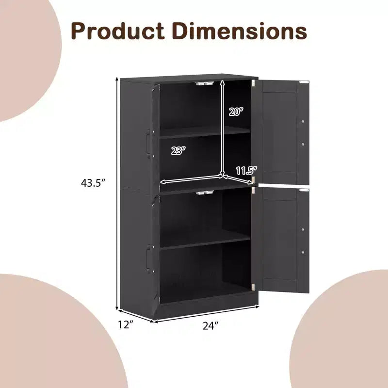Costway Meuble de Salle de Bain avec Portes et Étagères Réglables Organisateur de Rangement pour Salon Blanc/Noir/Marron