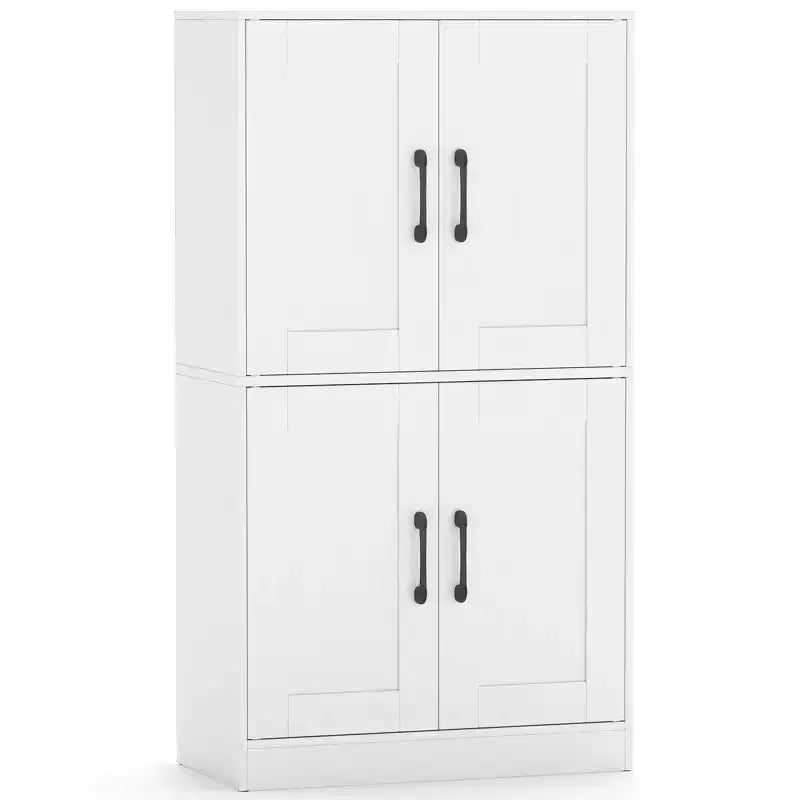 Costway Meuble de Salle de Bain avec Portes et Étagères Réglables Organisateur de Rangement pour Salon Blanc/Noir/Marron