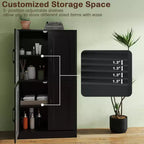 Costway Meuble de Salle de Bain avec Portes et Étagères Réglables Organisateur de Rangement pour Salon Blanc/Noir/Marron