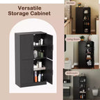 Costway Meuble de Salle de Bain avec Portes et Étagères Réglables Organisateur de Rangement pour Salon Blanc/Noir/Marron