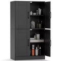 Costway Bathroom Cabinet with Doors & Adjustable Shelves Storage Organizer for Living Room White/Black/Brown