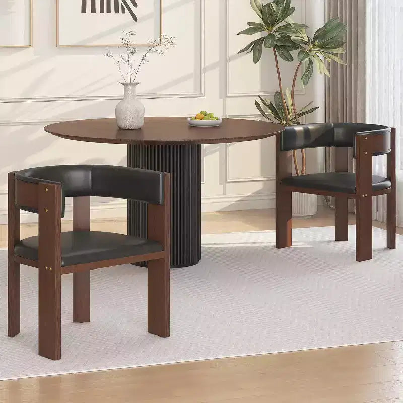 Lot de 2 chaises de salle à manger modernes du milieu du siècle, avec cadre en bois et dossier incurvé pour le salon