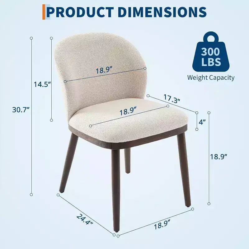 Lot de 2 chaises de salle à manger modernes rembourrées avec dossier ergonomique, chaises de salle à manger capacité 120kg avec pieds en bois pour salle à manger