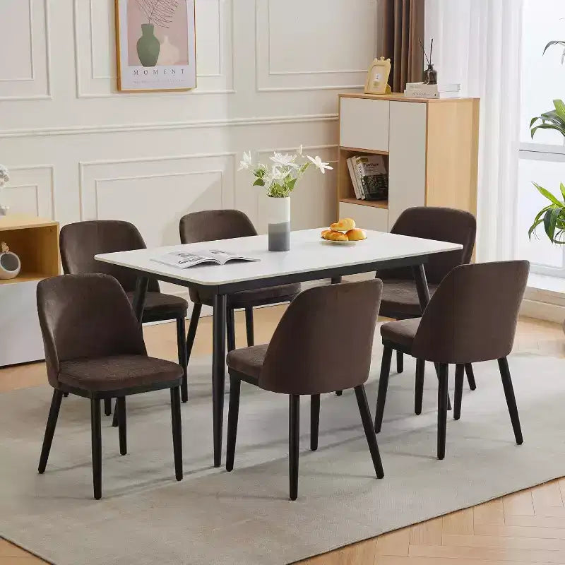 Lot de 2 chaises de salle à manger en bois, chaises d'appoint de cuisine modernes rembourrées en tissu, chaise de salle à manger de ferme