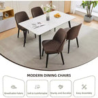 Lot de 2 chaises de salle à manger en bois, chaises d'appoint de cuisine modernes rembourrées en tissu, chaise de salle à manger de ferme