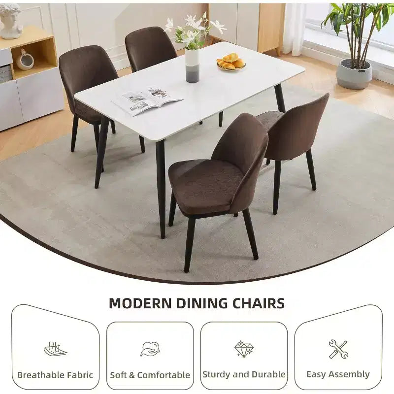Lot de 2 chaises de salle à manger en bois, chaises d'appoint de cuisine modernes rembourrées en tissu, chaise de salle à manger de ferme