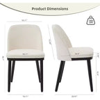 Lot de 2 chaises de salle à manger en bois, chaises d'appoint de cuisine modernes rembourrées en tissu, chaise de salle à manger de ferme