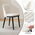 Lot de 2 chaises de salle à manger en bois, chaises d'appoint de cuisine modernes rembourrées en tissu, chaise de salle à manger de ferme