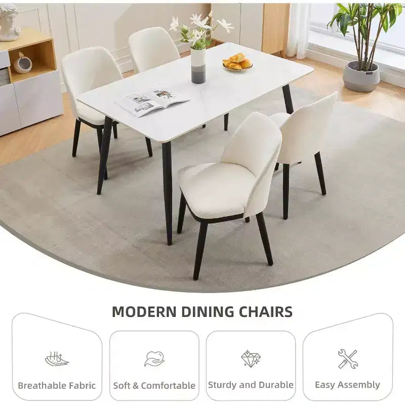 Lot de 2 chaises de salle à manger en bois, chaises d'appoint de cuisine modernes rembourrées en tissu, chaise de salle à manger de ferme