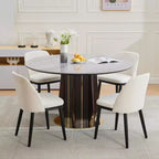 Lot de 2 chaises de salle à manger en bois, chaises d'appoint de cuisine modernes rembourrées en tissu, chaise de salle à manger de ferme