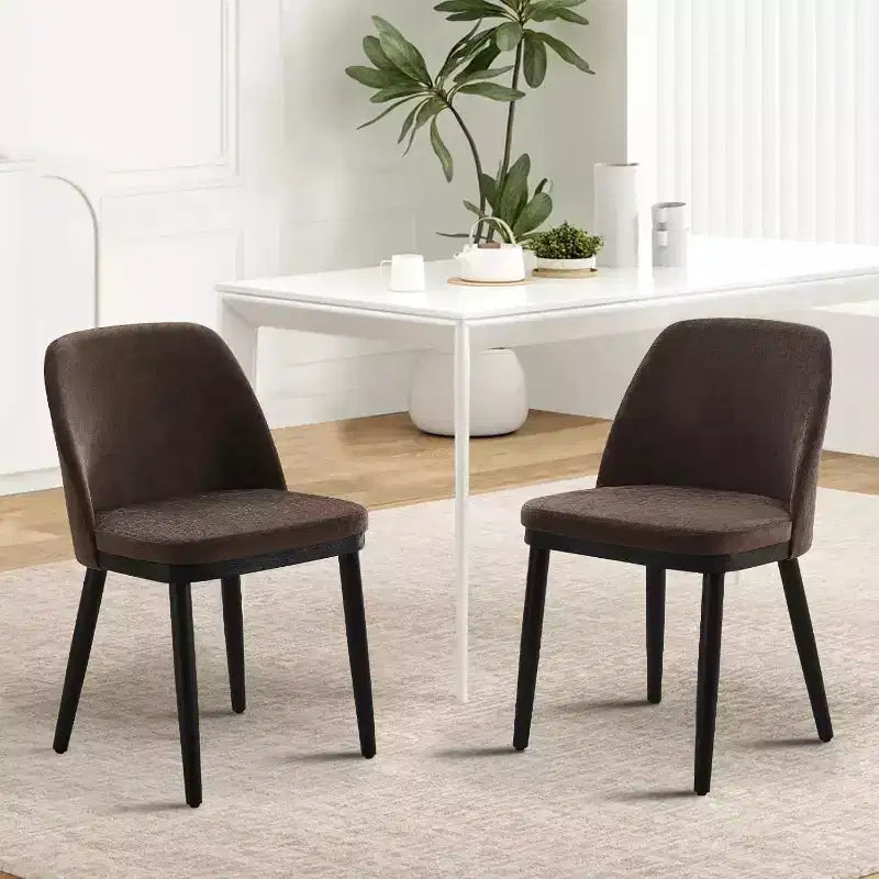 Lot de 2 chaises de salle à manger en bois, chaises d'appoint de cuisine modernes rembourrées en tissu, chaise de salle à manger de ferme