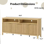 GustoWave Buffet de salle à manger 65,8 po avec porte cannelée, Armoire de rangement de cuisine moderne avec porte cannelée, Texture bois élégante