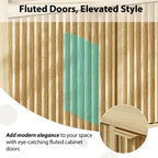 GustoWave Buffet de salle à manger 65,8 po avec porte cannelée, Armoire de rangement de cuisine moderne avec porte cannelée, Texture bois élégante