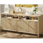 GustoWave Buffet de salle à manger 65,8 po avec porte cannelée, Armoire de rangement de cuisine moderne avec porte cannelée, Texture bois élégante