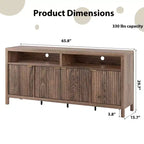 GustoWave Buffet de salle à manger 65,8 po avec porte cannelée, Armoire de rangement de cuisine moderne avec porte cannelée, Texture bois élégante
